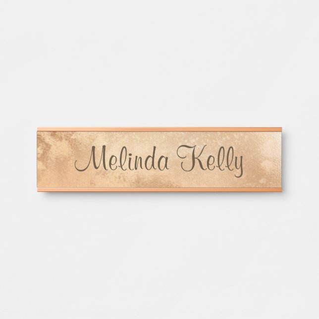 Golden Rose Coloured Bkg Name Plates & Desk Signs (Front)
