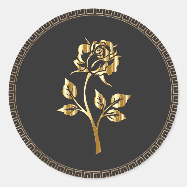 Golden Rose Elegance Classic Round Sticker (Front)