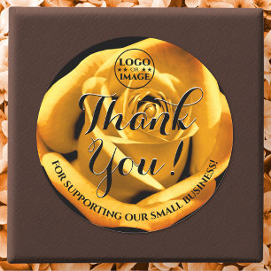 Golden Rose Flower Gold Thank You Labels Logo