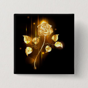 Golden rose ( gold rose ) 2 inch square button