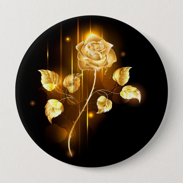 Golden rose ( gold rose ) 4 inch round button (Front)