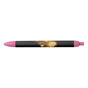 Golden rose ( gold rose ) black ink pen