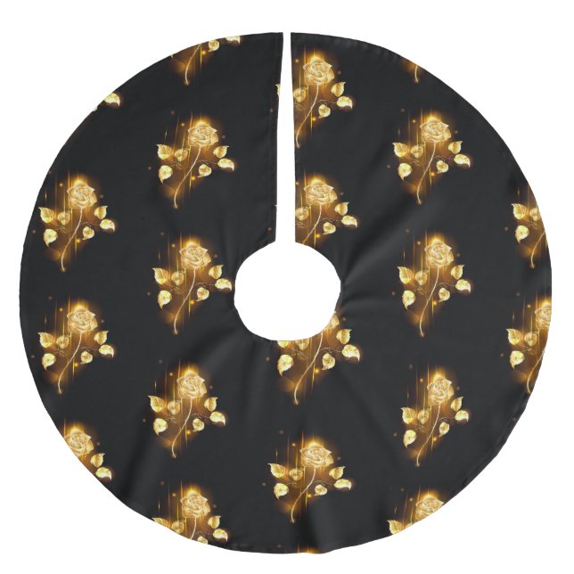 Golden rose ( gold rose ) brushed polyester tree skirt (Front)