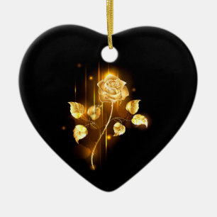 Golden rose ( gold rose ) ceramic ornament