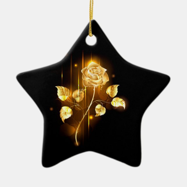 Golden rose ( gold rose ) ceramic ornament (Front)