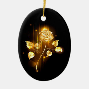 Golden rose ( gold rose ) ceramic ornament