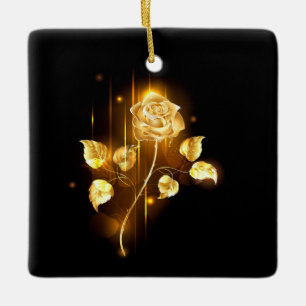 Golden rose ( gold rose ) ceramic ornament