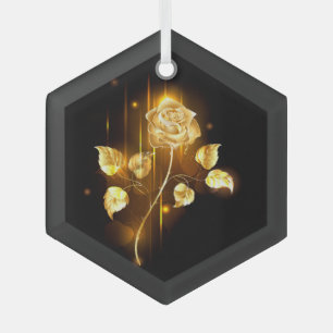 Golden rose ( gold rose ) glass ornament