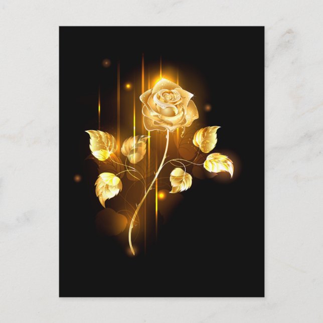 Golden rose ( gold rose ) holiday postcard (Front)