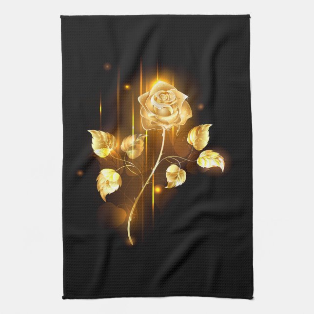 Golden rose ( gold rose ) kitchen towel (Vertical)