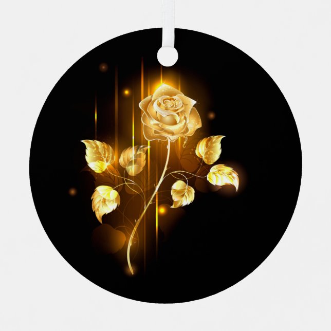 Golden rose ( gold rose ) metal ornament (Front)