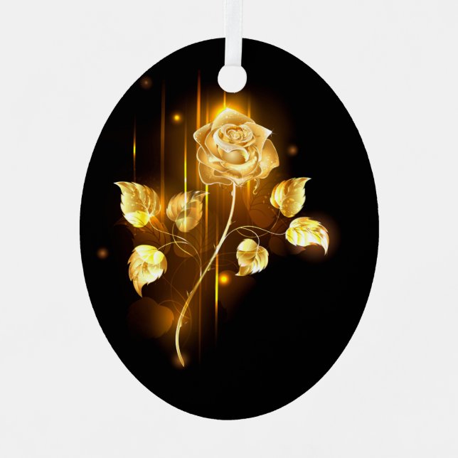 Golden rose ( gold rose ) metal ornament (Front)