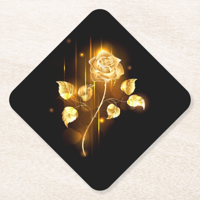 Golden rose ( gold rose ) paper coaster (Front)