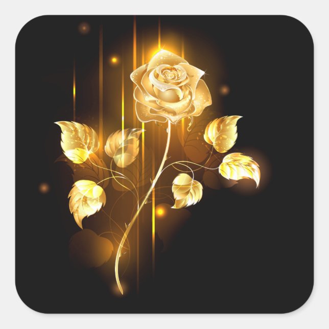 Golden rose ( gold rose ) square sticker (Front)