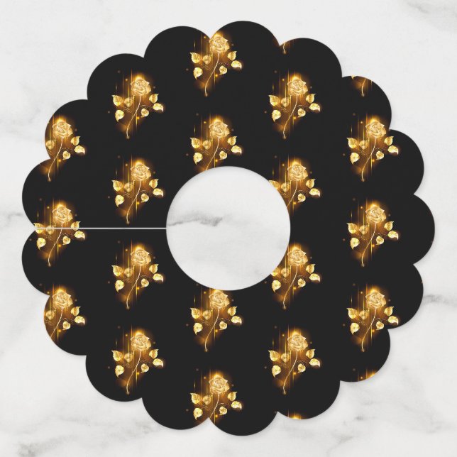 Golden rose ( gold rose ) wine glass tag (Front)