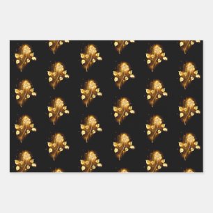 Golden rose ( gold rose ) wrapping paper sheet