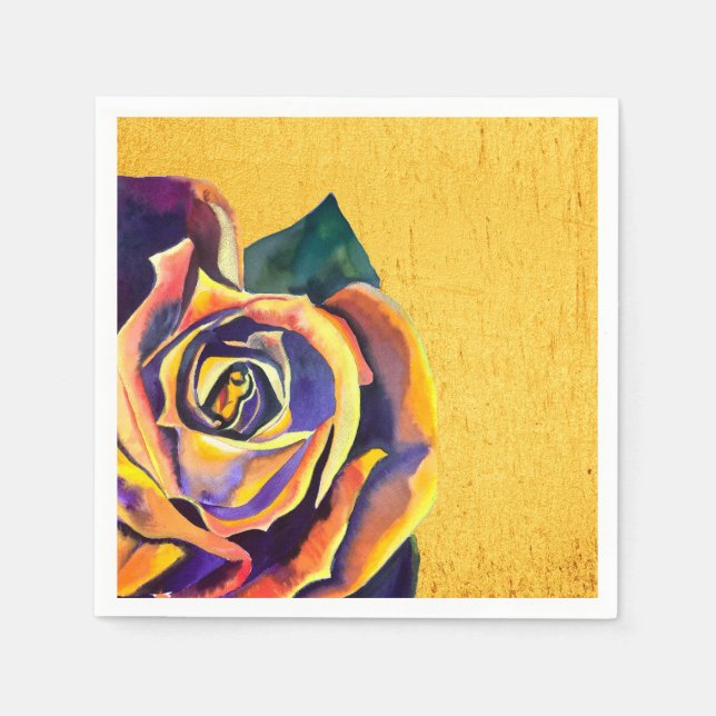 Golden Rose Gothic watercolor art Napkin (Front)