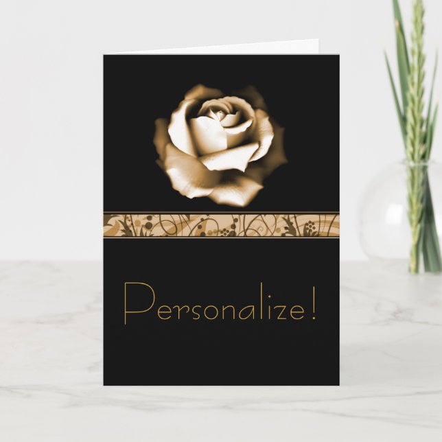 Golden Rose Greetings Card (Front)