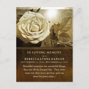 Golden Rose In Memory Sympathy Thank You PostCard
