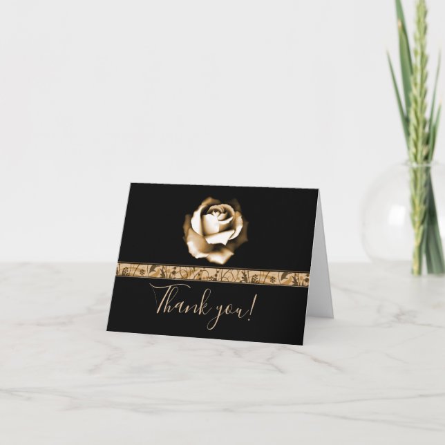 Golden Rose Mariage Merci Cartes (Devant)