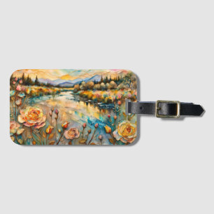 Golden Rose Mountain Valley Sunrise Luggage Tag