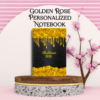 Golden Rose Personalized Notebook