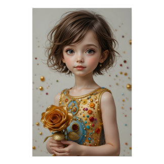 Golden Rose Portrait Poster