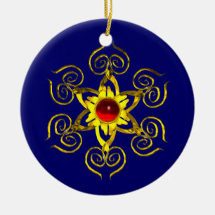 GOLDEN ROSE RUBY ,Blue and white Ceramic Ornament