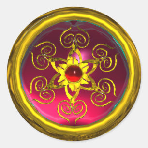 GOLDEN ROSE RUBY CLASSIC ROUND STICKER