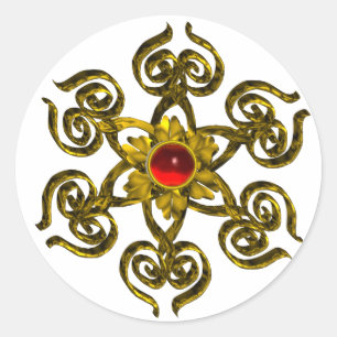 GOLDEN ROSE RUBY CLASSIC ROUND STICKER