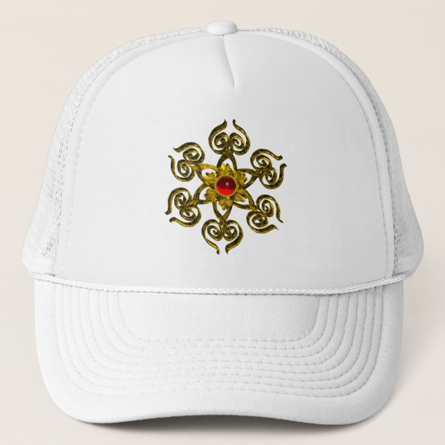 GOLDEN ROSE RUBY TRUCKER HAT (Front)