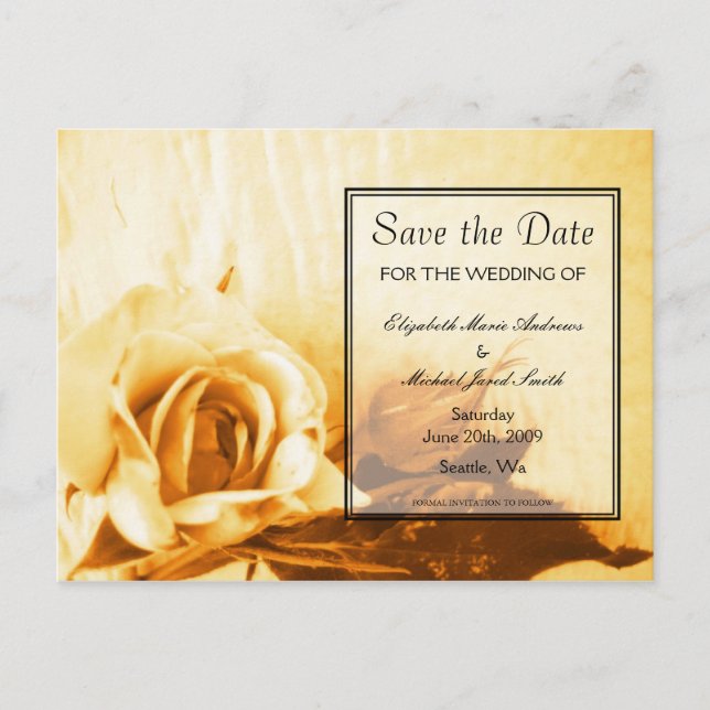 Golden Rose Save the Date Postcard (Front)