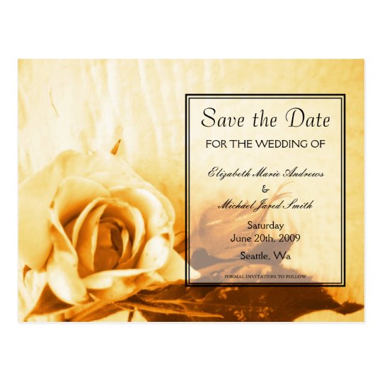 Golden Rose Save the Date Postcard