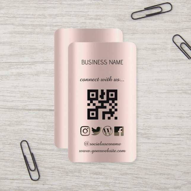 Golden rose  -Social Media QR Code  Business Card (Front/Back In Situ)