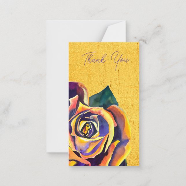 Golden Rose watercolor art Card (Front)