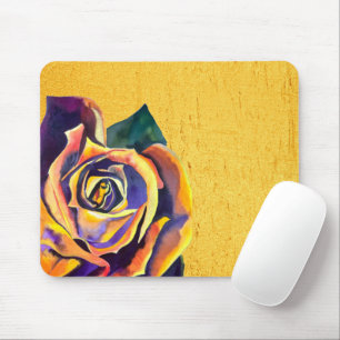 Golden Rose watercolor art Mouse Pad