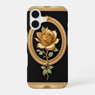 Golden Rose With Elegant Ornate Details iPhone 16 Case