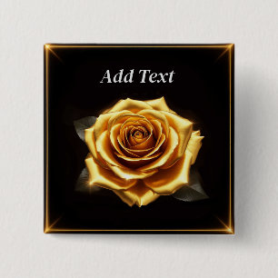 Golden Rose with Glowing Borders 2 Inch Square Button