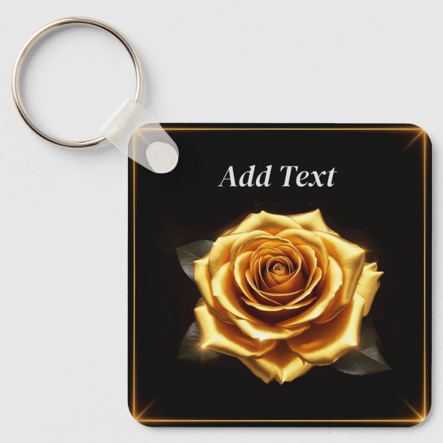 Golden Rose with Glowing Borders Keychain (Front)