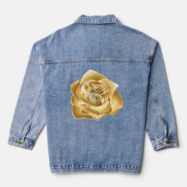 Golden rose with logo denim jacket (Back)