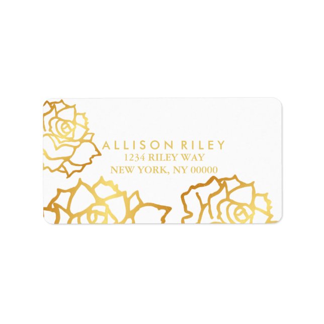 Golden Roses Address Label - White (Front)