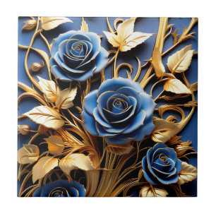 Golden Roses Art Nouveau Tile