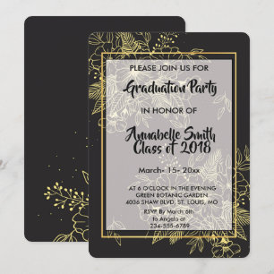 Golden Roses Graduation Invitation