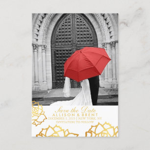 Golden Roses Save the Date - White