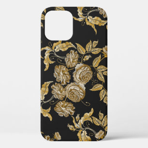 Golden Roses: Vintage Embroidery Pattern iPhone 12 Case