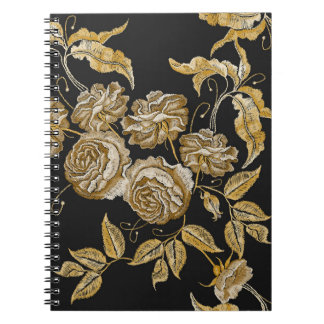 Golden Roses: Vintage Embroidery Pattern Notebook