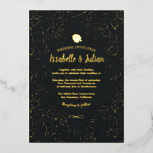 golden roses wedding invitation