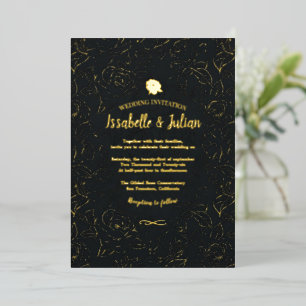 golden roses wedding invitation 