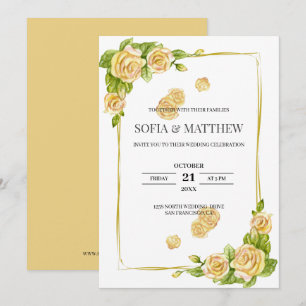 Golden Roses Wedding Invitation