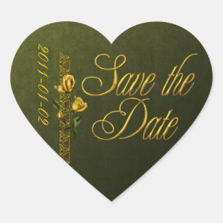 Golden Roses Wedding Suite Save the Date Heart Sticker